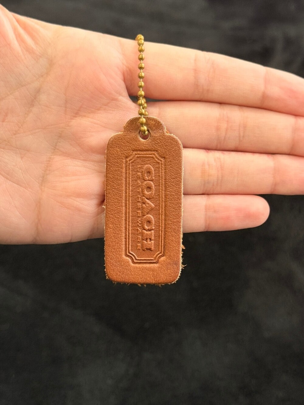 2.25" Vintage Coach Leather Key Fob Keychain Hangtag